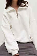 Solid Zipped Lapel Sweatshirt image 4