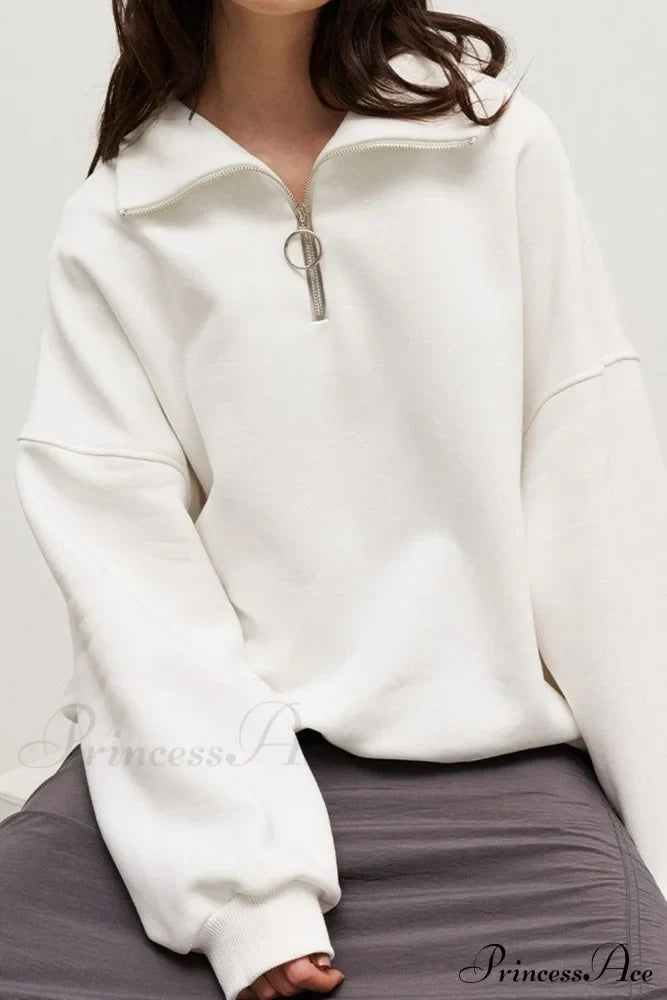 Solid Zipped Lapel Sweatshirt image 4