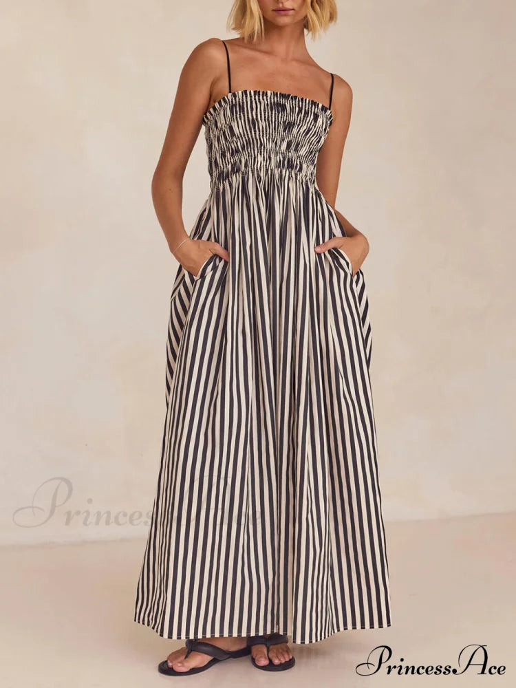 Sophistication Unique Stripe Charming Pleated Maxi Dress image 1