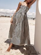 Sophistication Unique Stripe Charming Pleated Maxi Dress image 3