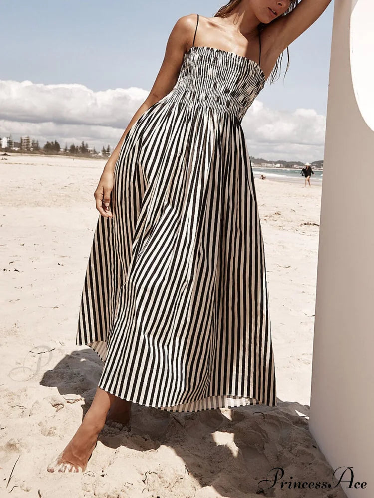 Sophistication Unique Stripe Charming Pleated Maxi Dress image 3