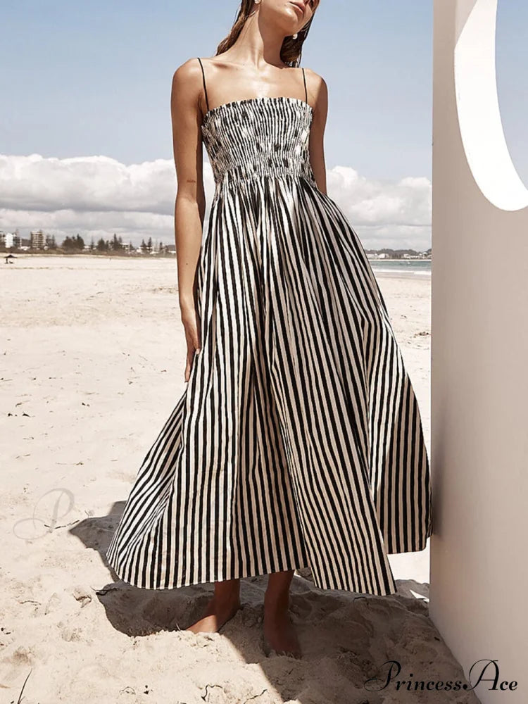 Sophistication Unique Stripe Charming Pleated Maxi Dress image 2