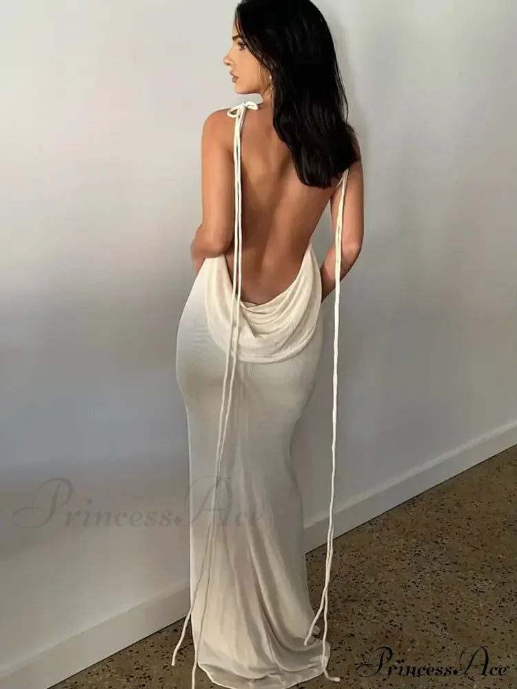 Spaghetti Strap Backless Bandage Maxi Dress image 2