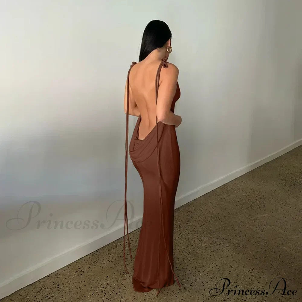 Spaghetti Strap Backless Bandage Maxi Dress image 10