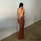 Spaghetti Strap Backless Bandage Maxi Dress image 10