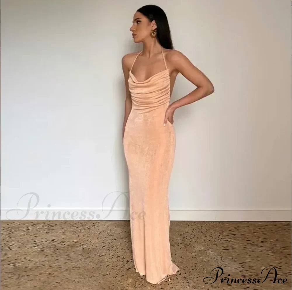 Spaghetti Strap Backless Bandage Maxi Dress image 19