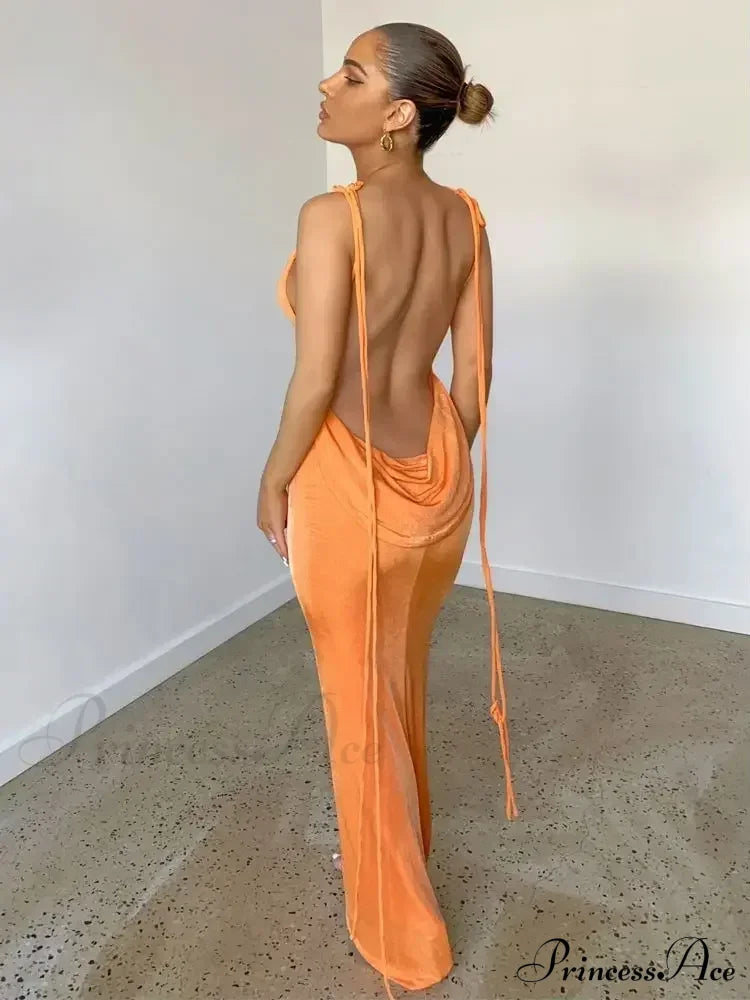 Spaghetti Strap Backless Bandage Maxi Dress image 12