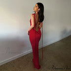 Spaghetti Strap Backless Bandage Maxi Dress image 15