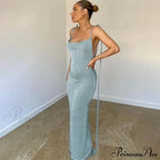 Spaghetti Strap Backless Bandage Maxi Dress image 9