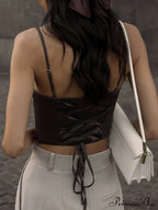 Spaghetti Strap Backless Bandage Skinny Crops Summer Elegant Lace Up Party Streetwear Women Camis Tank top image 2