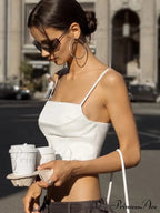 Spaghetti Strap Backless Bandage Skinny Crops Summer Elegant Lace Up Party Streetwear Women Camis Tank top image 4