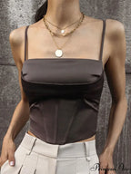 Spaghetti Strap Backless Bandage Skinny Crops Summer Elegant Lace Up Party Streetwear Women Camis Tank top image 1