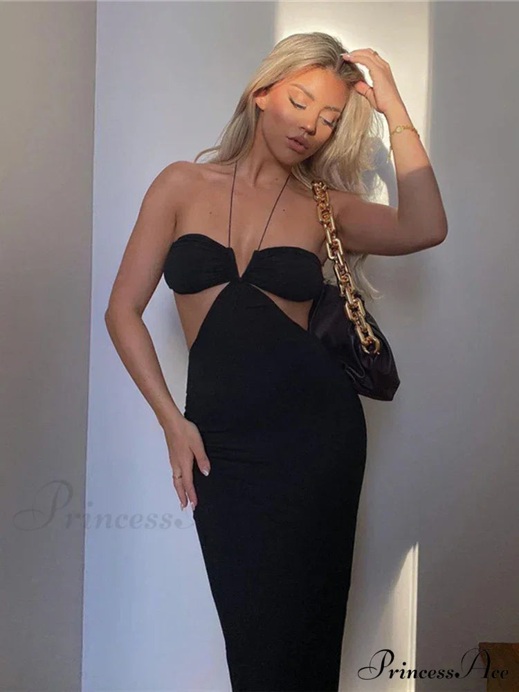 Spaghetti Strap Backless Maxi Dress image 3