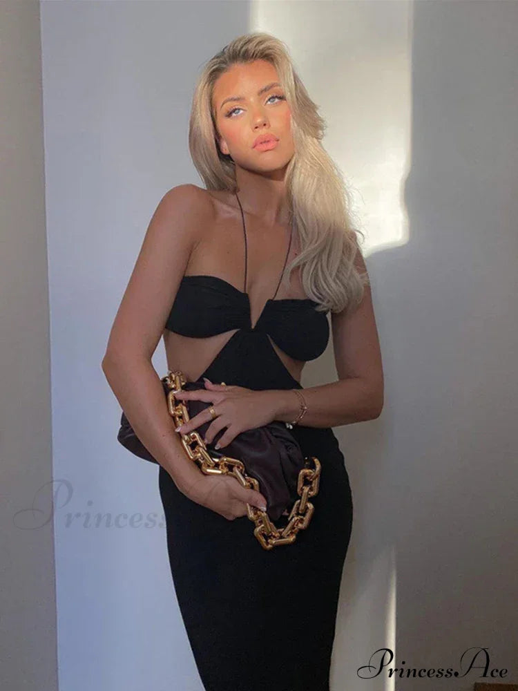 Spaghetti Strap Backless Maxi Dress image 7