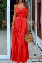 Spaghetti Strap Button Bandage Maxi Dress image 4