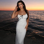Spaghetti Strap Detail Long Sleeveless Club Party Midi Dress image 5