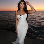Spaghetti Strap Detail Long Sleeveless Club Party Midi Dress image 1