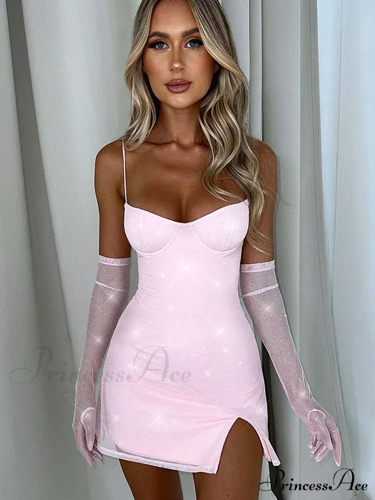 Spaghetti Strap Glitter Club Mini Dress image 1