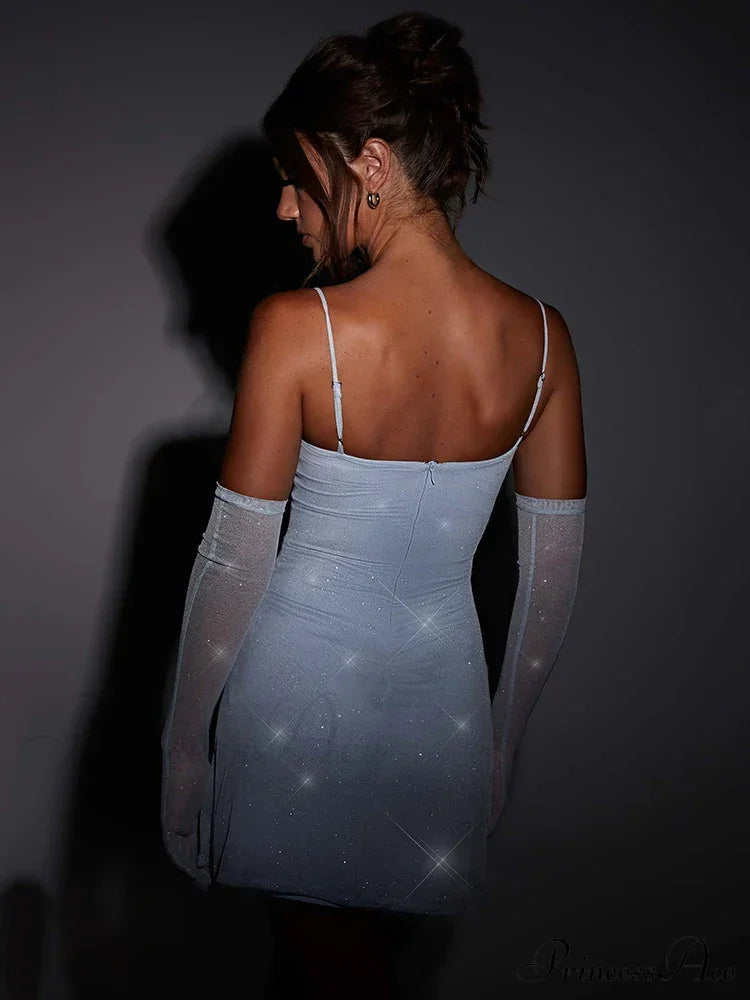 Spaghetti Strap Glitter Club Mini Dress image 5