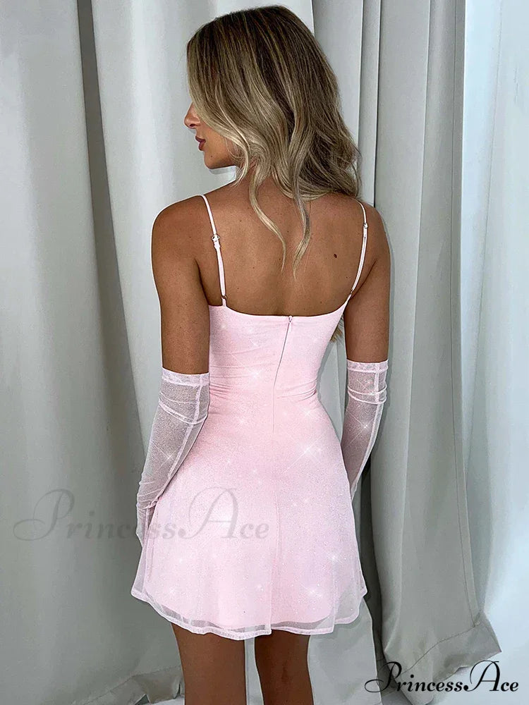 Spaghetti Strap Glitter Club Mini Dress image 2