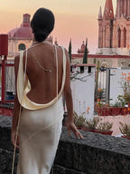Spaghetti Strap Satin Fashion Maxi Dress image 4