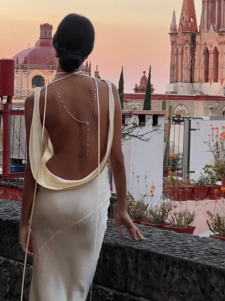 Spaghetti Strap Satin Fashion Maxi Dress image 4