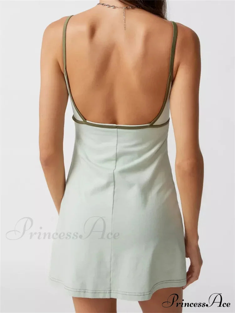Spaghetti Strap Sleeveless Summer Cutout Backless Party Mini Dress image 4