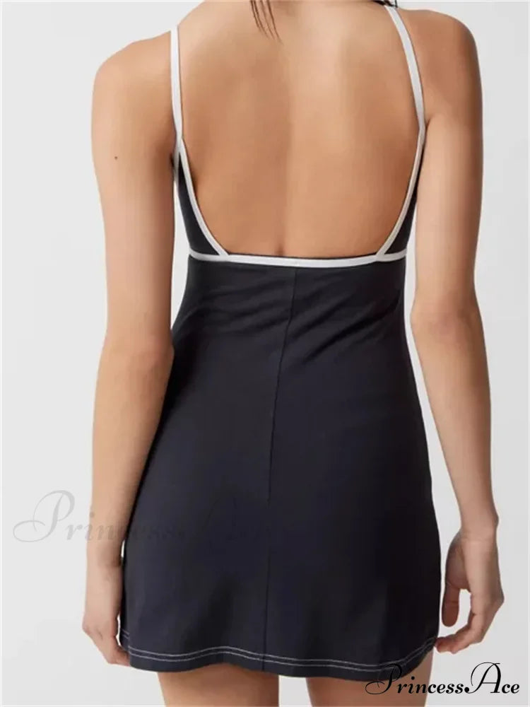 Spaghetti Strap Sleeveless Summer Cutout Backless Party Mini Dress image 2