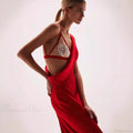 Spaghetti Strap Slit Satin Prom Dress image 1