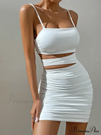 Spaghetti Strap White Backless Evening OutFit Nightclub Vestidos Cut Out Dress image 4