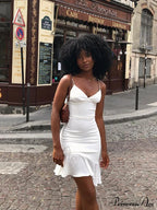 Spaghetti Straps Ruffles Mini Club Party Sleeveless Slip Summer Sun Midi Dress image 2