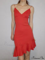 Spaghetti Straps Ruffles Mini Club Party Sleeveless Slip Summer Sun Midi Dress image 6