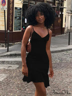 Spaghetti Straps Ruffles Mini Club Party Sleeveless Slip Summer Sun Midi Dress image 4