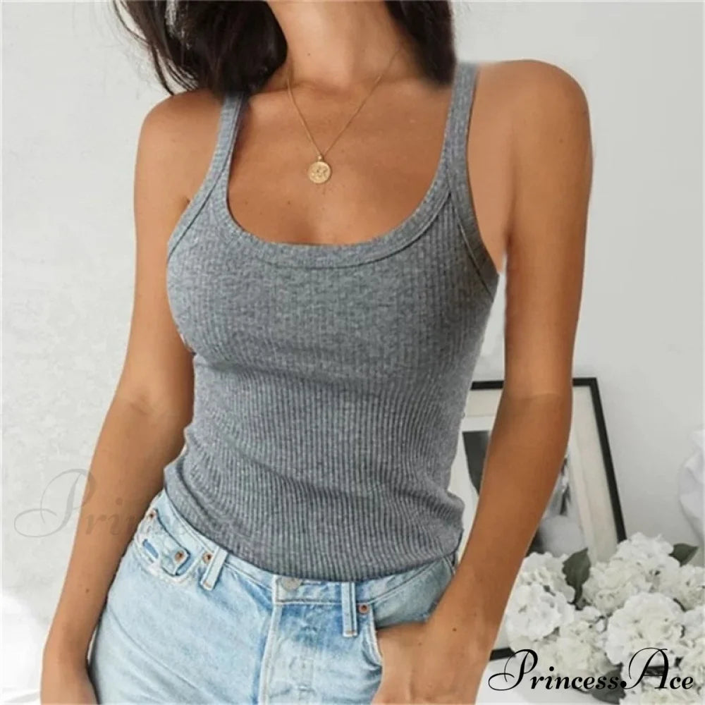Spaghetti Vest Quality Knitted Camis U-neck Tank Tops image 1