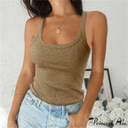 Spaghetti Vest Quality Knitted Camis U-neck Tank Tops image 2