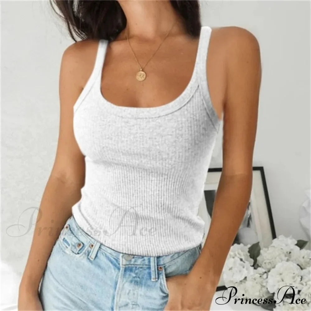 Spaghetti Vest Quality Knitted Camis U-neck Tank Tops image 4