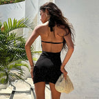 Sparkle Glitter Halter Mini Vacation Dress image 4