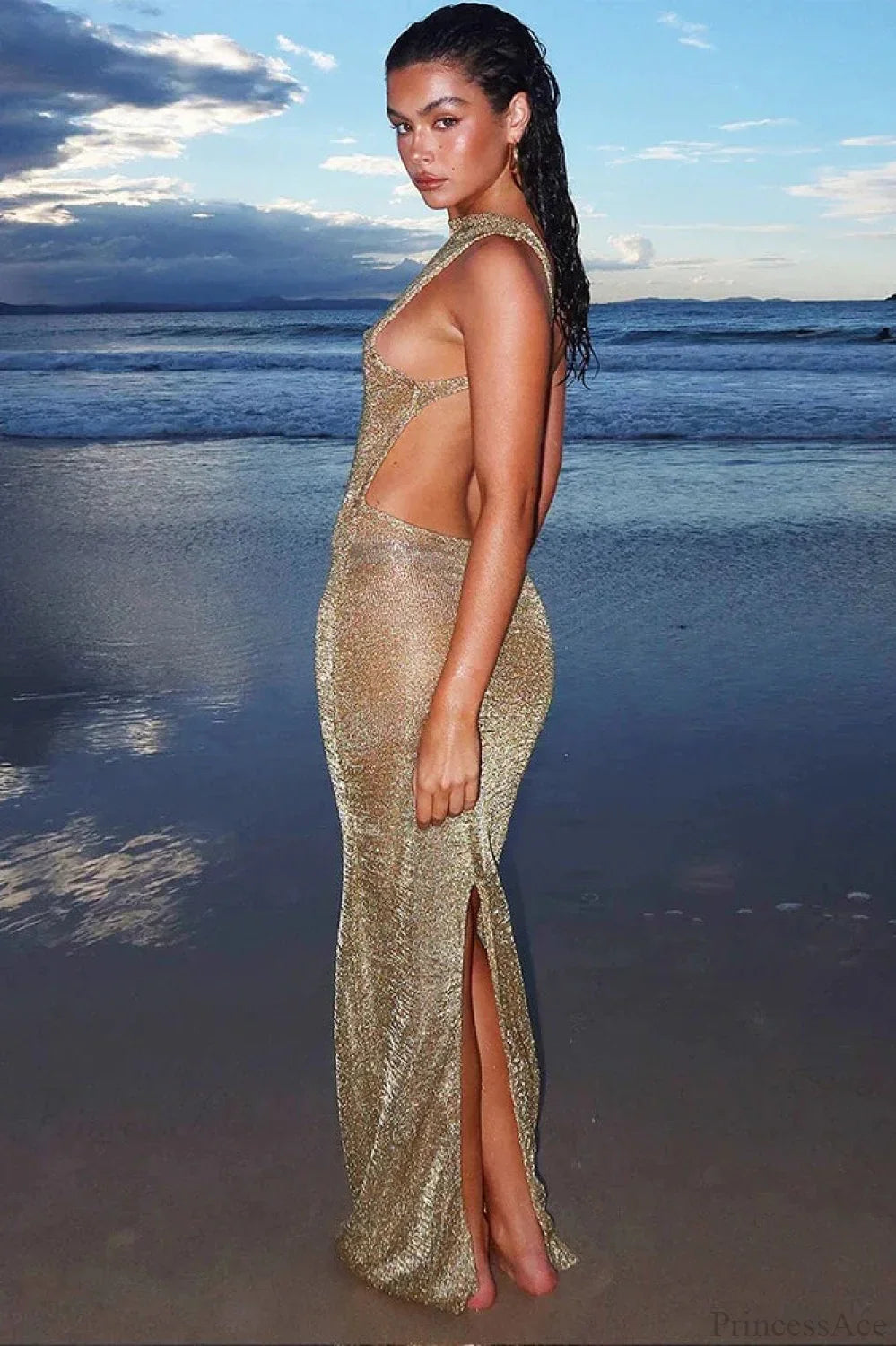 Sparkle Glitter Slim Vacation Dress image 2