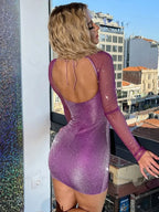 Sparkling Mesh Wrap Mini Dress image 3