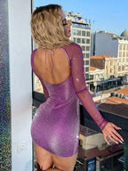 Sparkling Mesh Wrap Mini Dress image 8