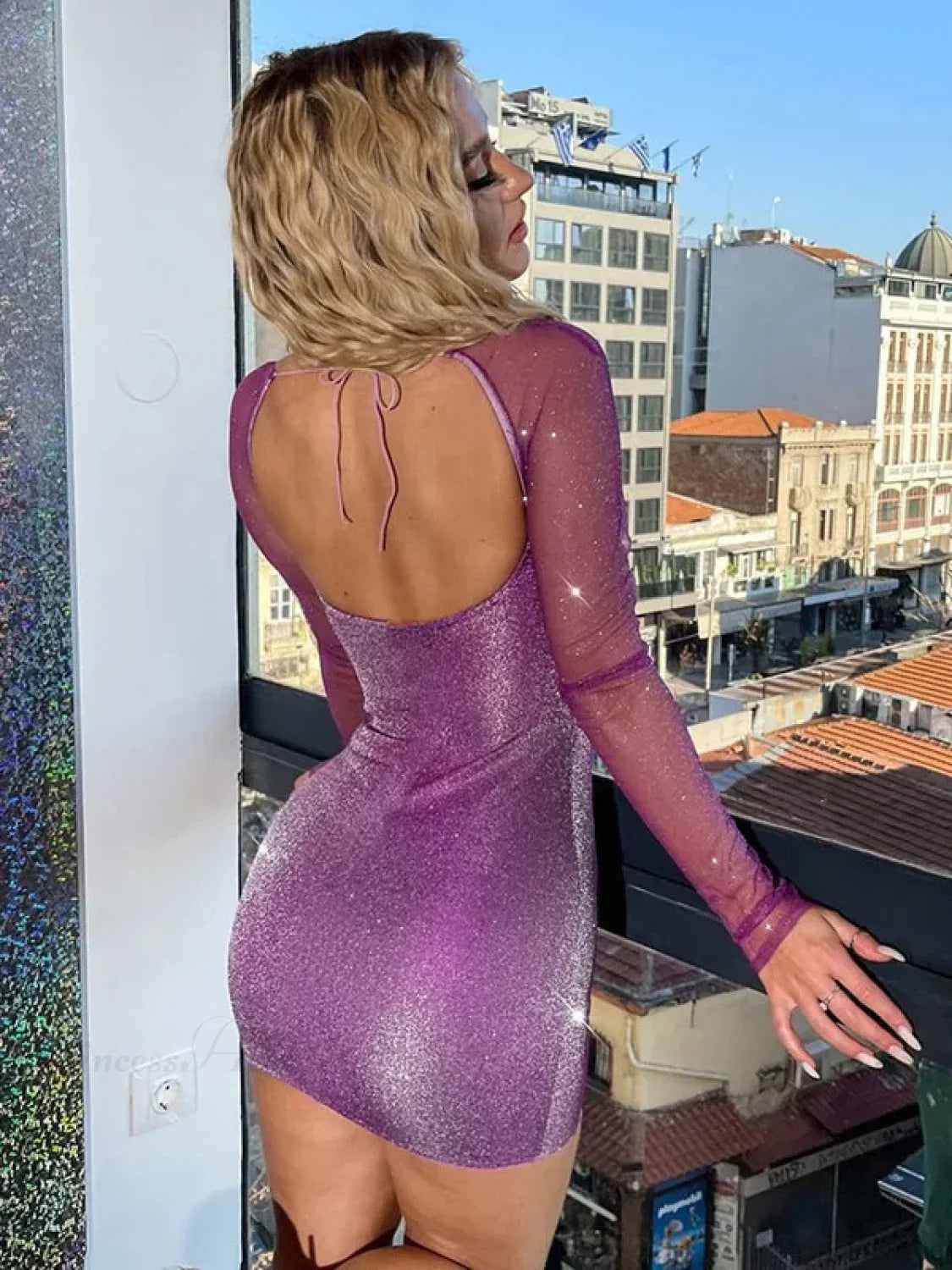 Sparkling Mesh Wrap Mini Dress image 8
