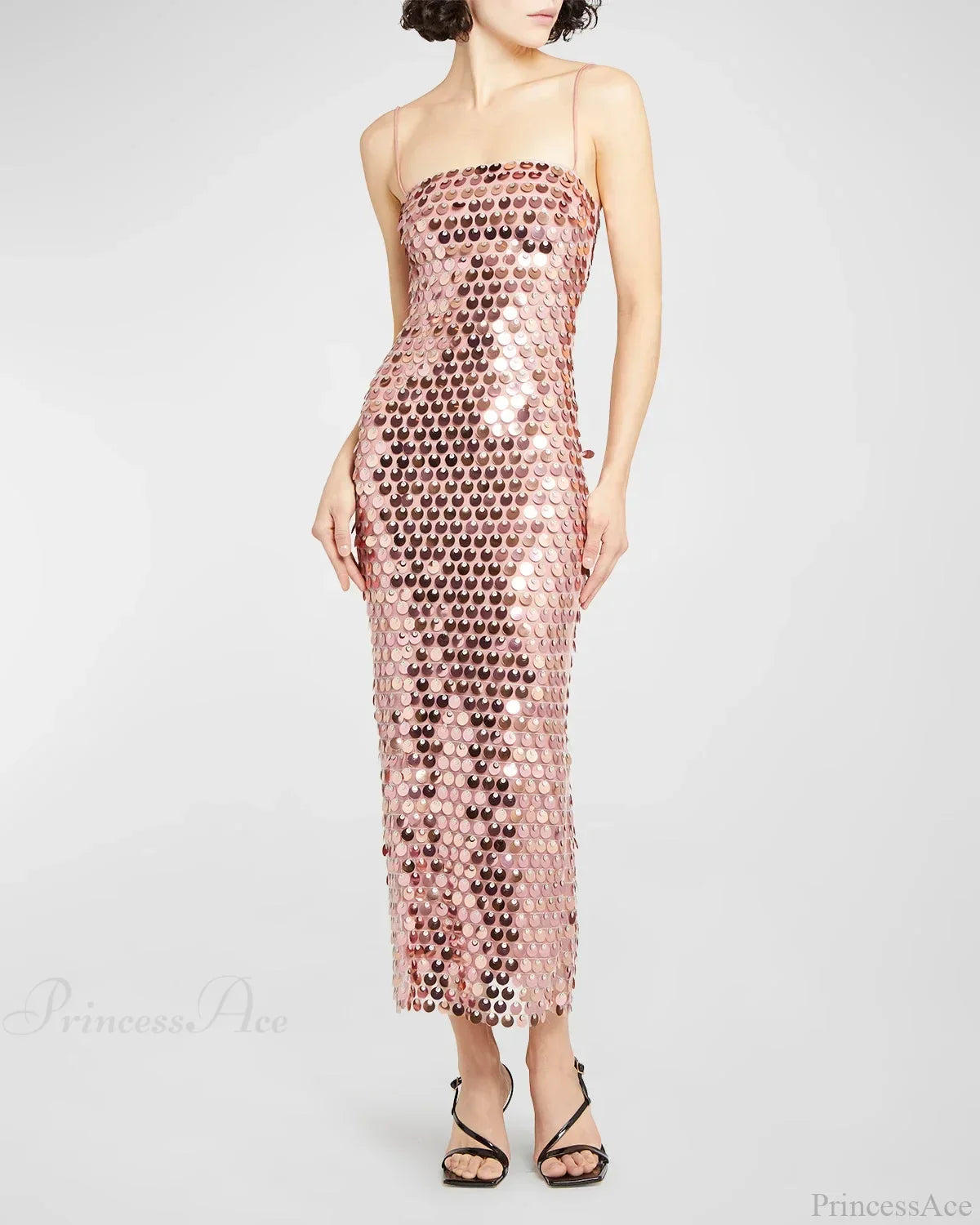Sparkling Sexy Slim Sequin Dress Spaghetti Strap Sleeveless Sling Party Dress image 5