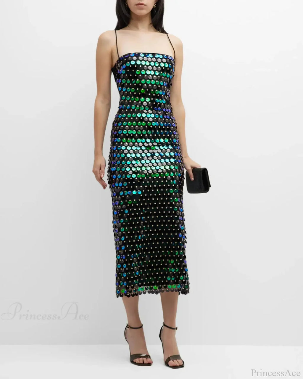 Sparkling Sexy Slim Sequin Dress Spaghetti Strap Sleeveless Sling Party Dress image 9