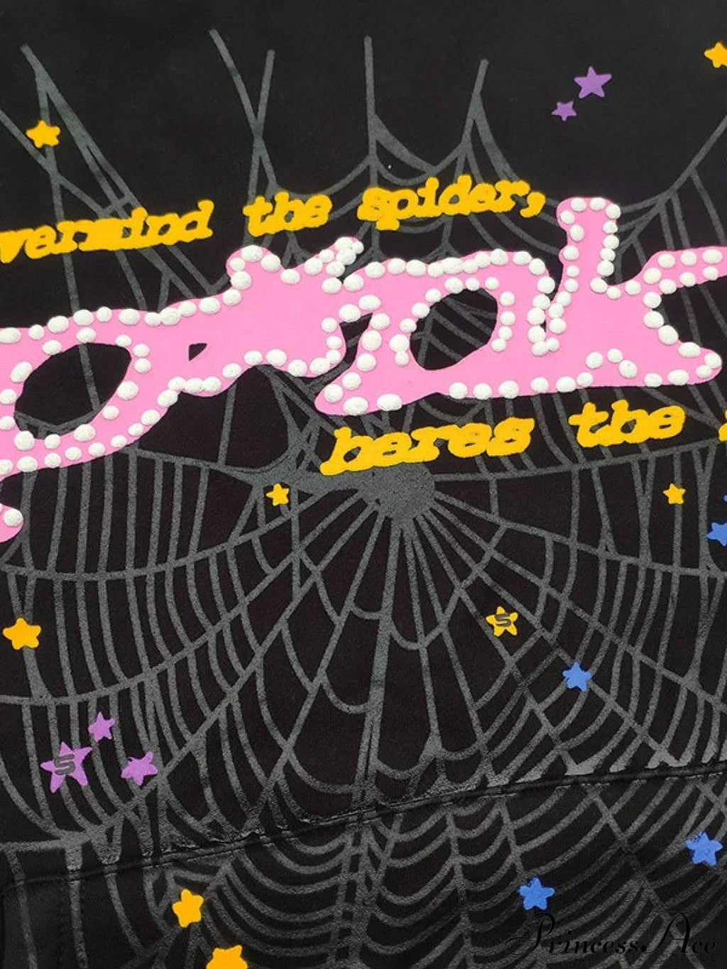 Spider Web Letter Print Fleece Cotton Thick Hoodie image 2