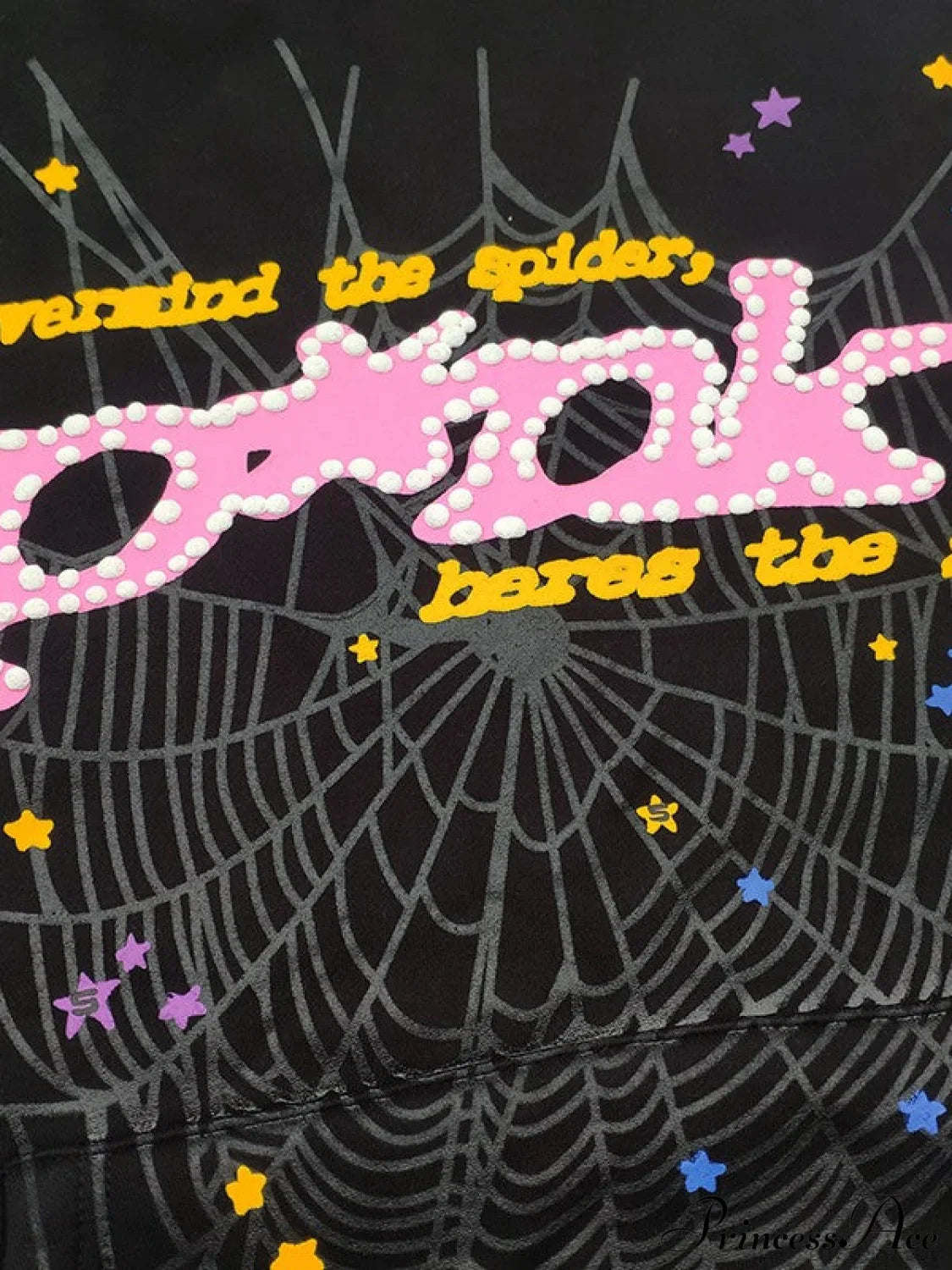 Spider Web Letter Print Fleece Cotton Thick Hoodie image 2