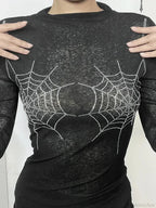 Spider Web Round-neck Knit Top image 2