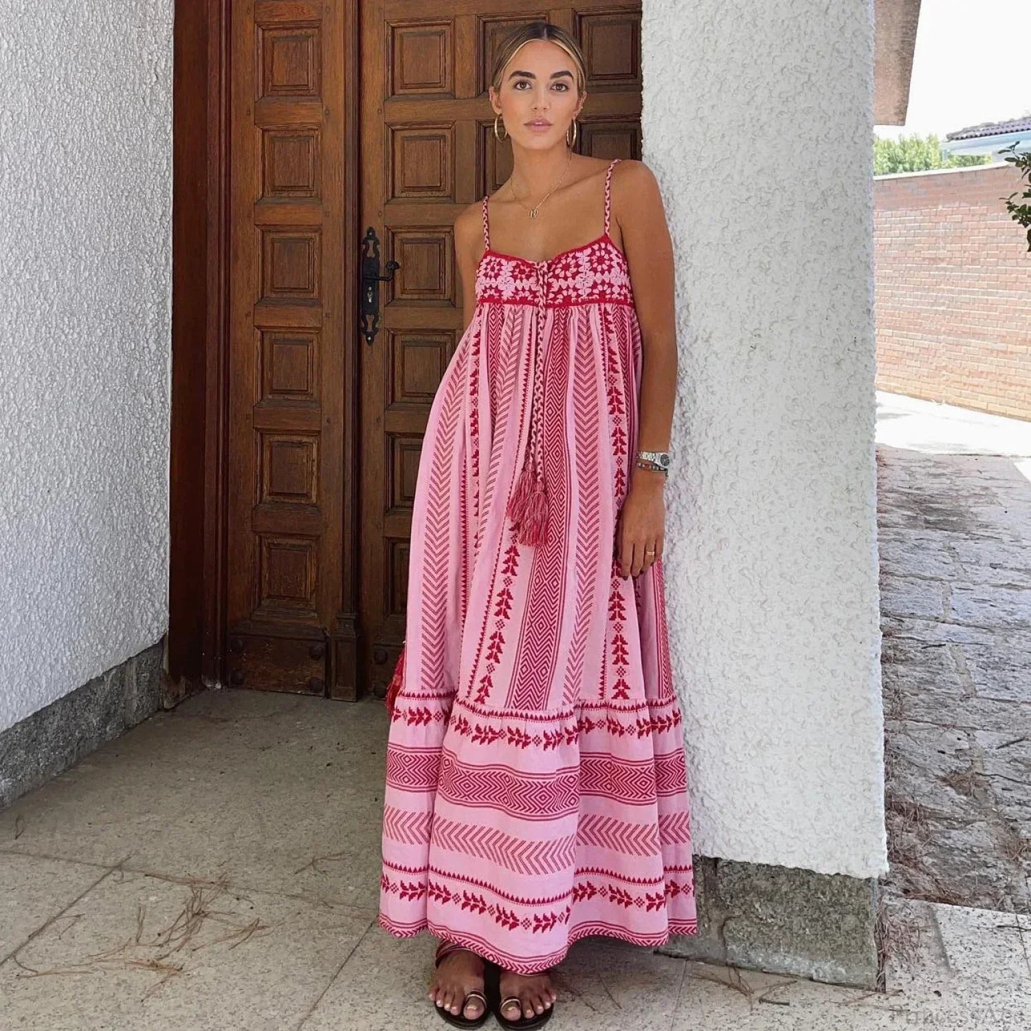 Spliced Crochet Strap Boho Dress image 3