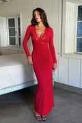 Spliced Lace Waist Cinched Bodycon Maxi Dress image 1