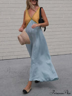 Splicing Chic V-neck Charming Contrasting Color Dress image 8