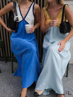 Splicing Chic V-neck Charming Contrasting Color Dress image 11